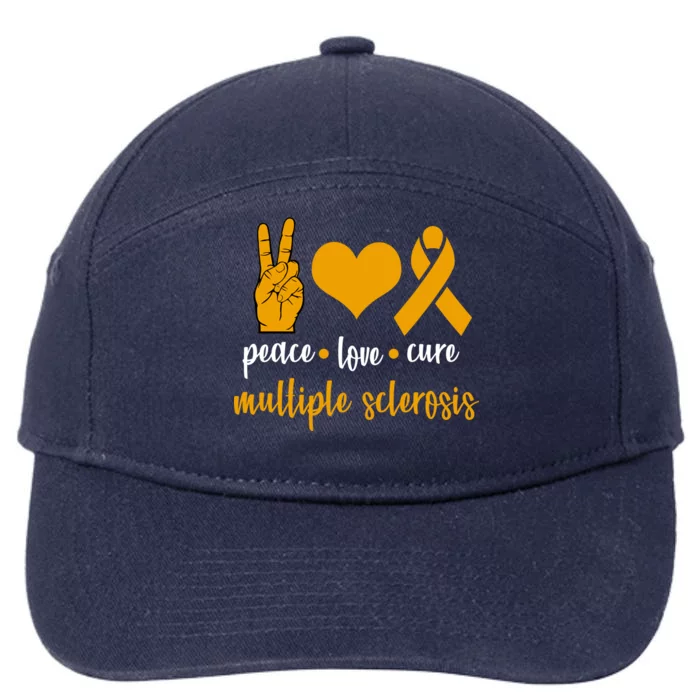 Peace Love Cure Multiple Sclerosis 7-Panel Snapback Hat