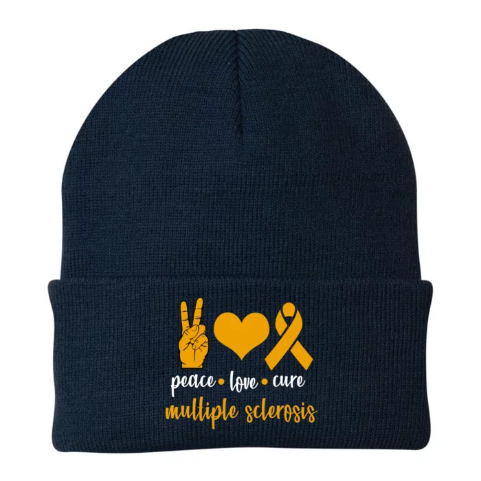 Peace Love Cure Multiple Sclerosis Knit Cap Winter Beanie