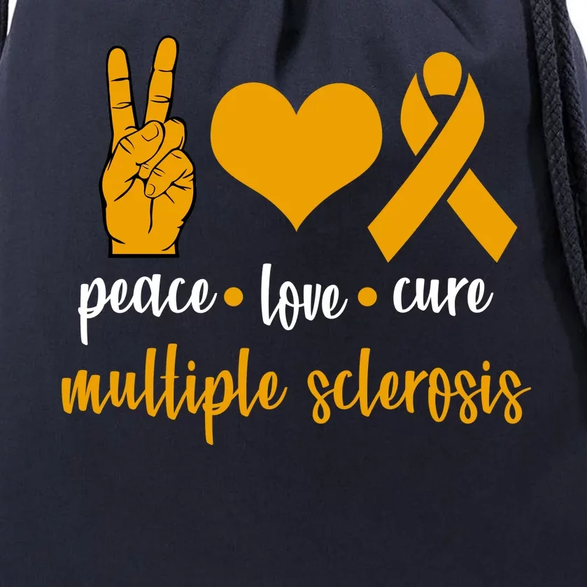 Peace Love Cure Multiple Sclerosis Drawstring Bag