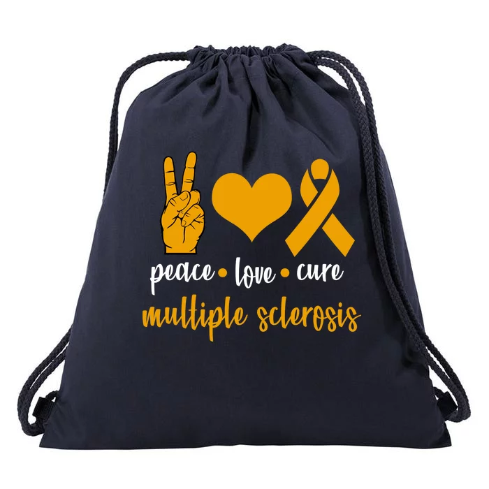 Peace Love Cure Multiple Sclerosis Drawstring Bag