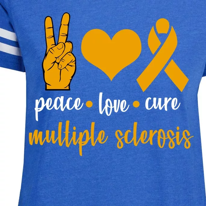 Peace Love Cure Multiple Sclerosis Enza Ladies Jersey Football T-Shirt