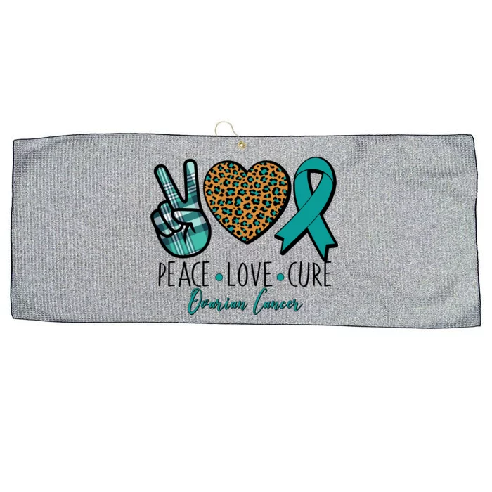 Peace Love Cure Ovarian Cancer Awareness Large Microfiber Waffle Golf Towel