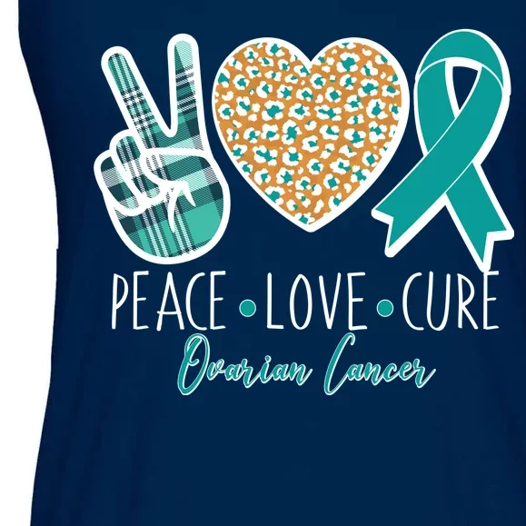 Peace Love Cure Ovarian Cancer Awareness Ladies Essential Flowy Tank