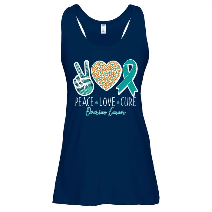 Peace Love Cure Ovarian Cancer Awareness Ladies Essential Flowy Tank