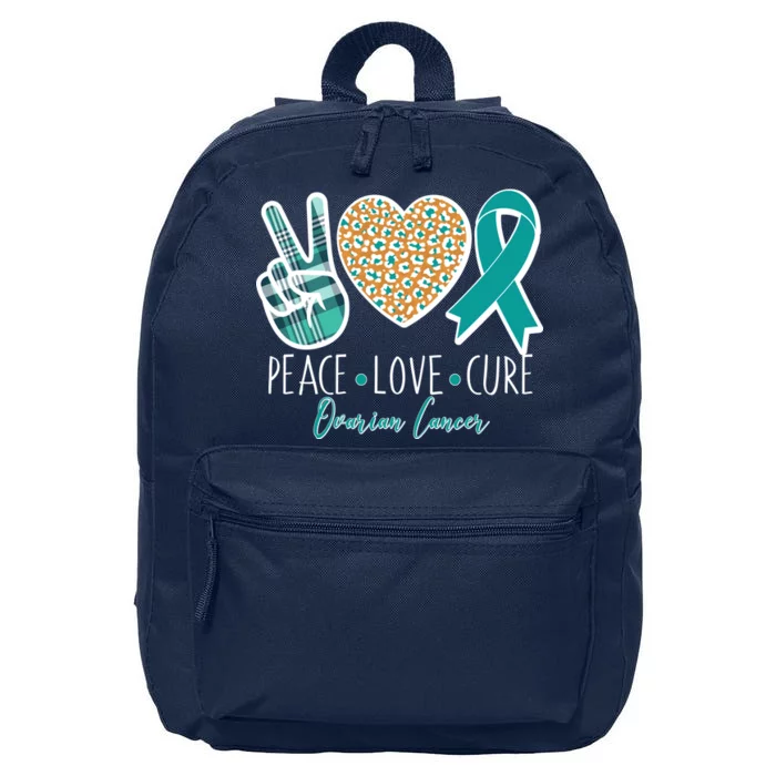 Peace Love Cure Ovarian Cancer Awareness 16 in Basic Backpack