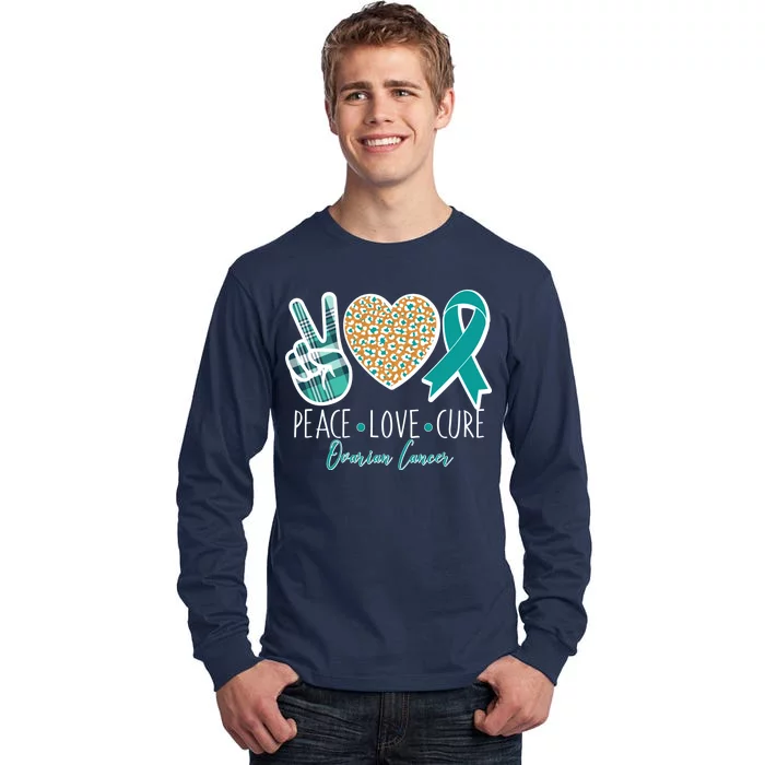 Peace Love Cure Ovarian Cancer Awareness Tall Long Sleeve T-Shirt