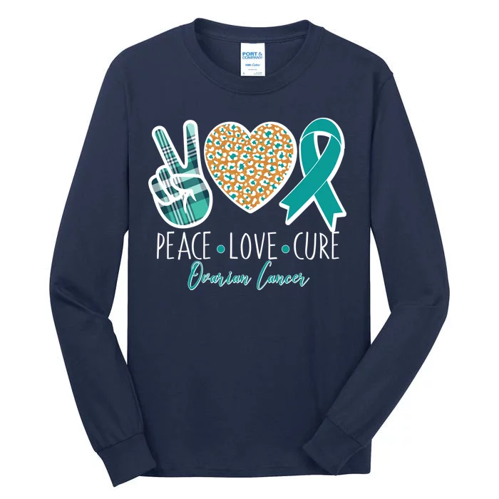 Peace Love Cure Ovarian Cancer Awareness Tall Long Sleeve T-Shirt