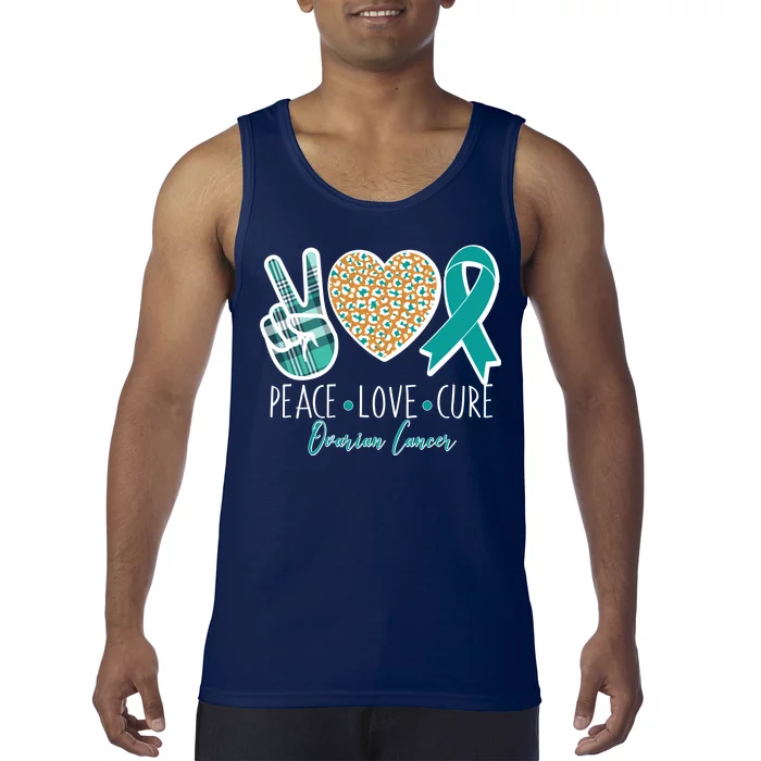 Peace Love Cure Ovarian Cancer Awareness Tank Top