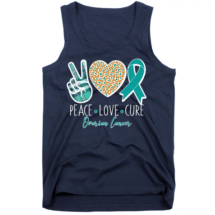 Peace Love Cure Ovarian Cancer Awareness Tank Top