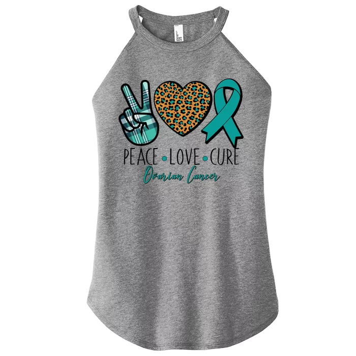 Peace Love Cure Ovarian Cancer Awareness Women’s Perfect Tri Rocker Tank