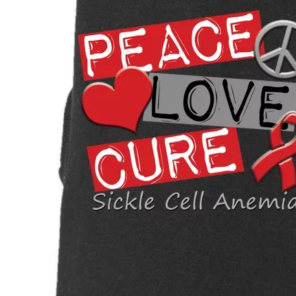 Peace Love Cure Sickle Cell Anemia Doggie 3-End Fleece Hoodie