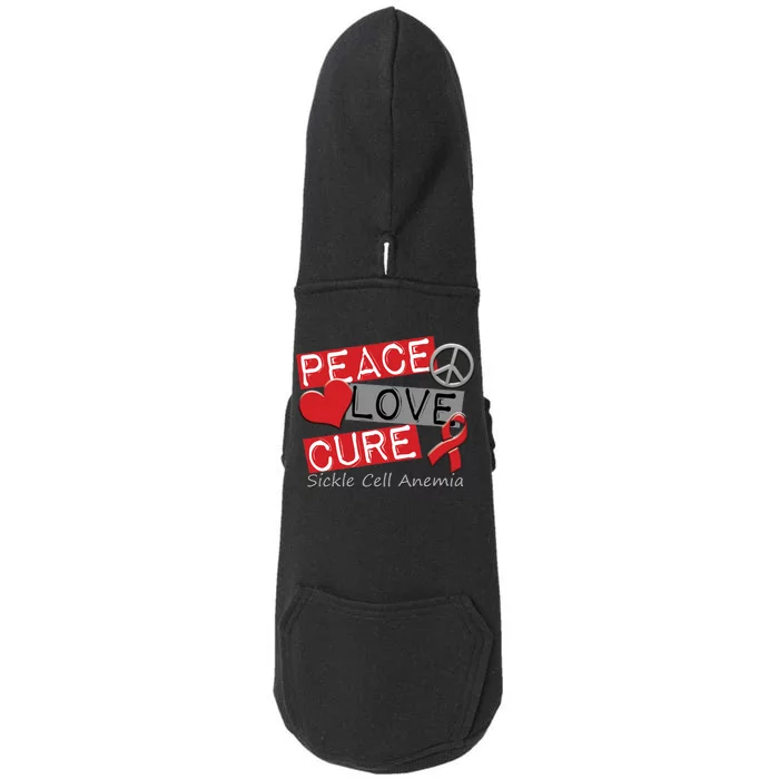 Peace Love Cure Sickle Cell Anemia Doggie 3-End Fleece Hoodie