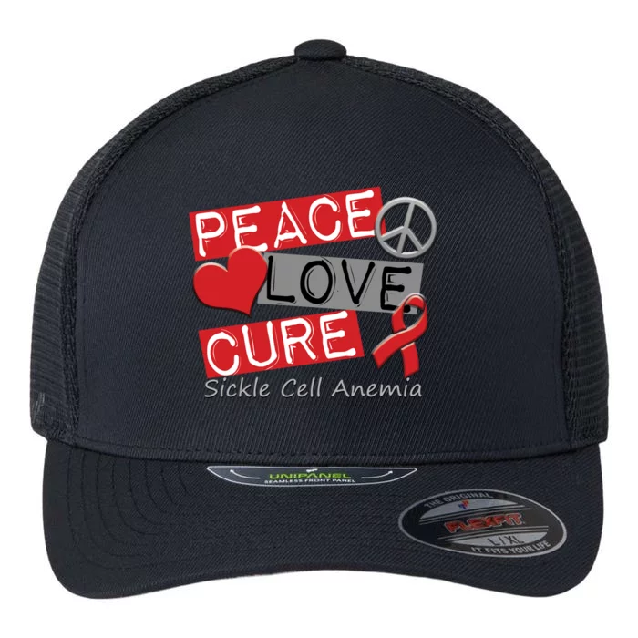 Peace Love Cure Sickle Cell Anemia Flexfit Unipanel Trucker Cap