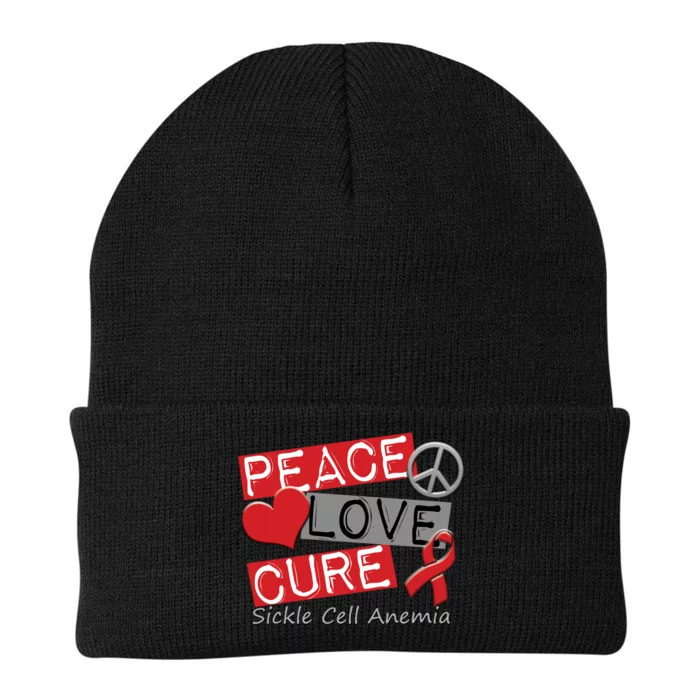 Peace Love Cure Sickle Cell Anemia Knit Cap Winter Beanie