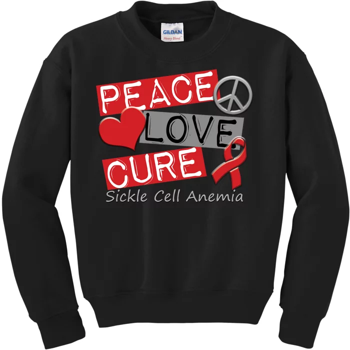 Peace Love Cure Sickle Cell Anemia Kids Sweatshirt