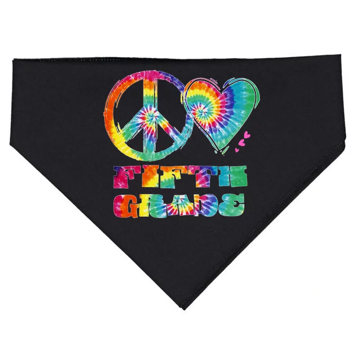 Peace Love Fifth Grade USA-Made Doggie Bandana