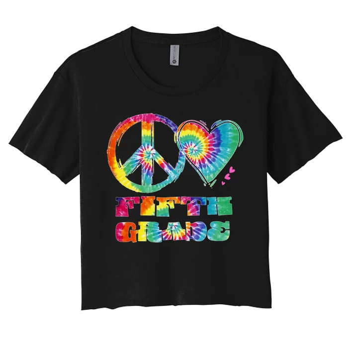 Peace Love Fifth Grade Women's Crop Top Tee