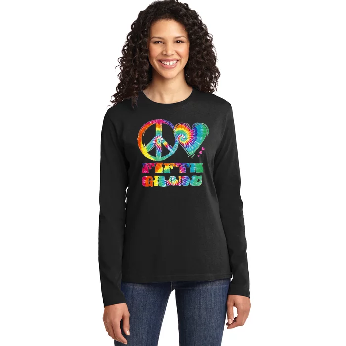 Peace Love Fifth Grade Ladies Long Sleeve Shirt