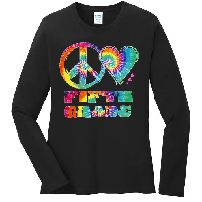 Peace Love Fifth Grade Ladies Long Sleeve Shirt