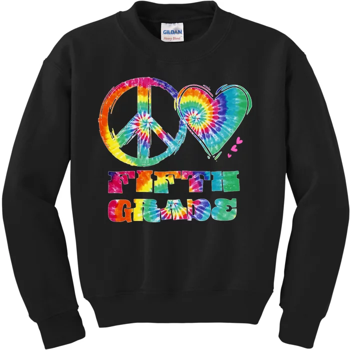 Peace Love Fifth Grade Kids Sweatshirt