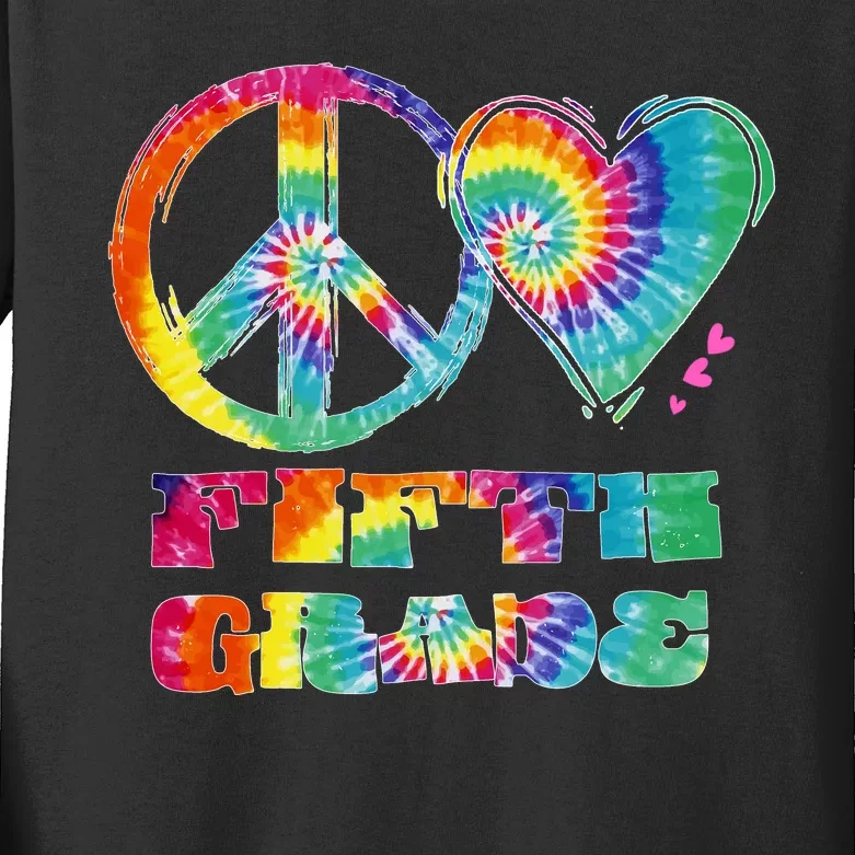 Peace Love Fifth Grade Kids Long Sleeve Shirt