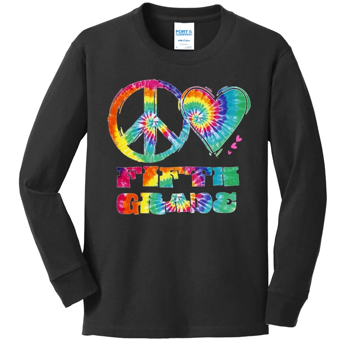 Peace Love Fifth Grade Kids Long Sleeve Shirt