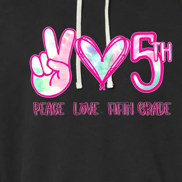 Peace Love Fifth-Grade Funny Cute Garment-Dyed Fleece Hoodie