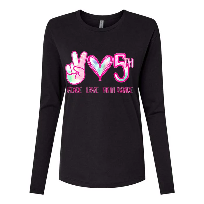 Peace Love Fifth-Grade Funny Cute Womens Cotton Relaxed Long Sleeve T-Shirt