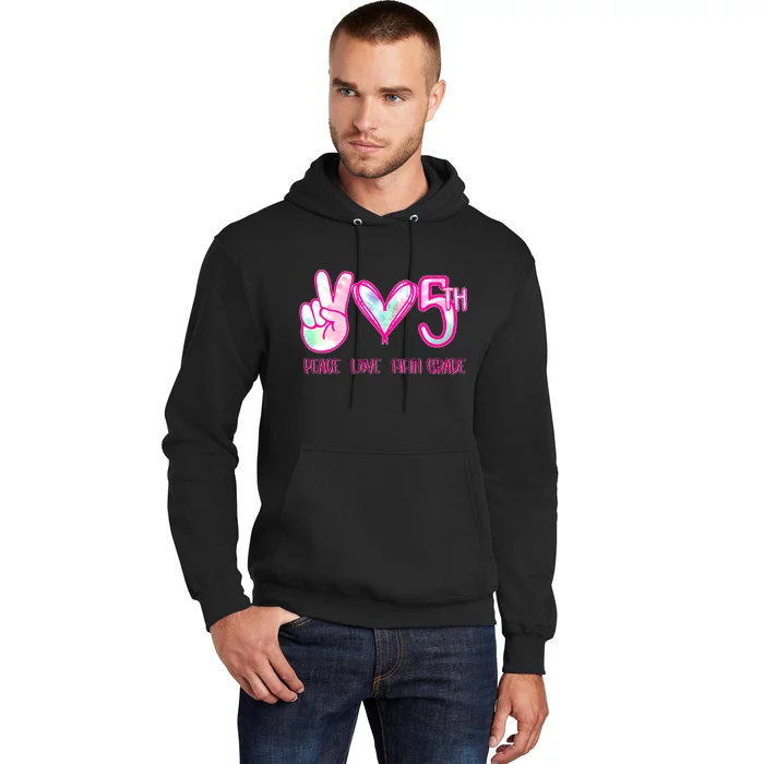 Peace Love Fifth-Grade Funny Cute Hoodie