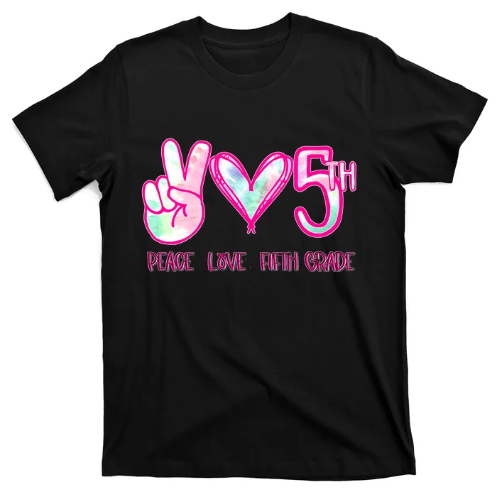 Peace Love Fifth-Grade Funny Cute T-Shirt