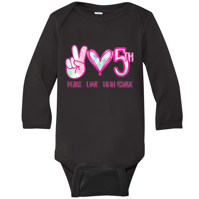 Peace Love Fifth-Grade Funny Cute Baby Long Sleeve Bodysuit