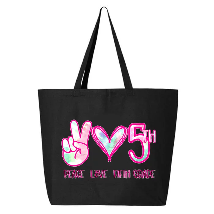 Peace Love Fifth-Grade Funny Cute 25L Jumbo Tote