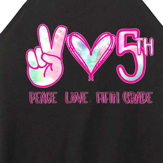 Peace Love Fifth-Grade Funny Cute Women’s Perfect Tri Rocker Tank