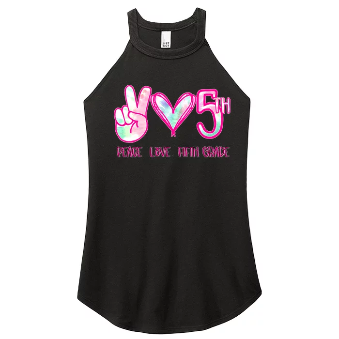 Peace Love Fifth-Grade Funny Cute Women’s Perfect Tri Rocker Tank