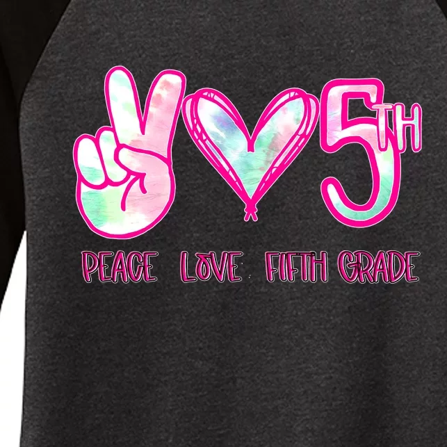 Peace Love Fifth-Grade Funny Cute Women's Tri-Blend 3/4-Sleeve Raglan Shirt