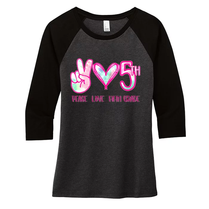 Peace Love Fifth-Grade Funny Cute Women's Tri-Blend 3/4-Sleeve Raglan Shirt