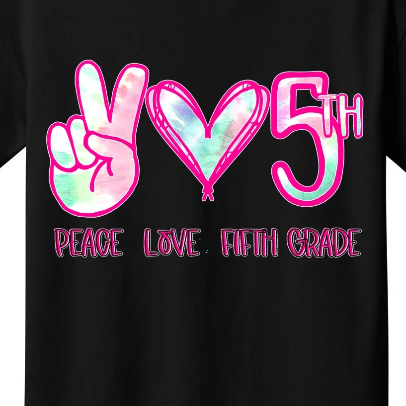 Peace Love Fifth-Grade Funny Cute Kids T-Shirt