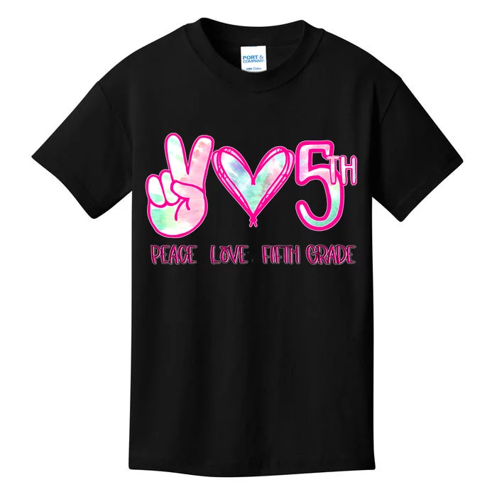 Peace Love Fifth-Grade Funny Cute Kids T-Shirt