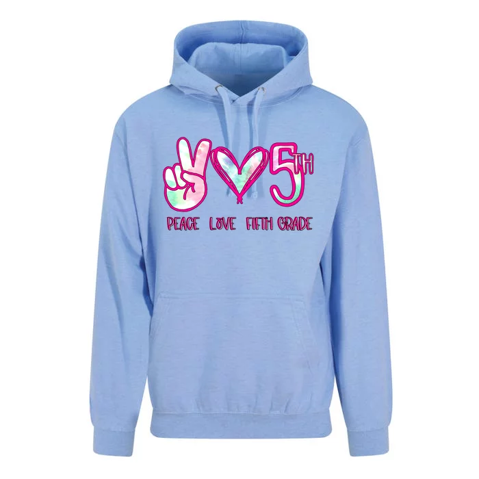 Peace Love Fifth-Grade Funny Cute Unisex Surf Hoodie