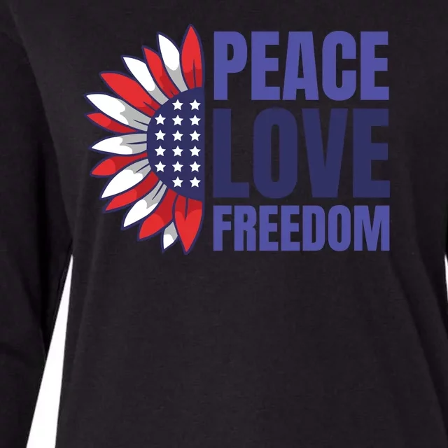 Peace Love Freedom Womens Cotton Relaxed Long Sleeve T-Shirt