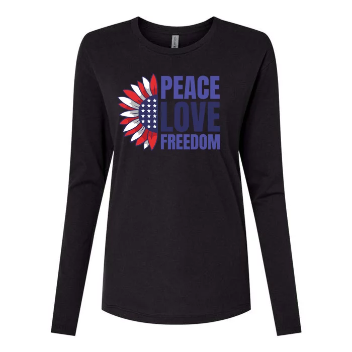 Peace Love Freedom Womens Cotton Relaxed Long Sleeve T-Shirt