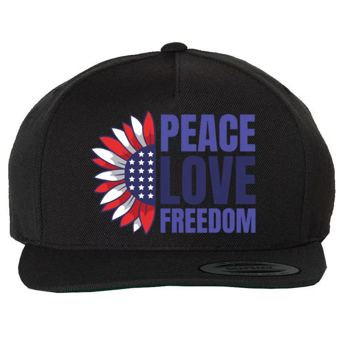 Peace Love Freedom Wool Snapback Cap