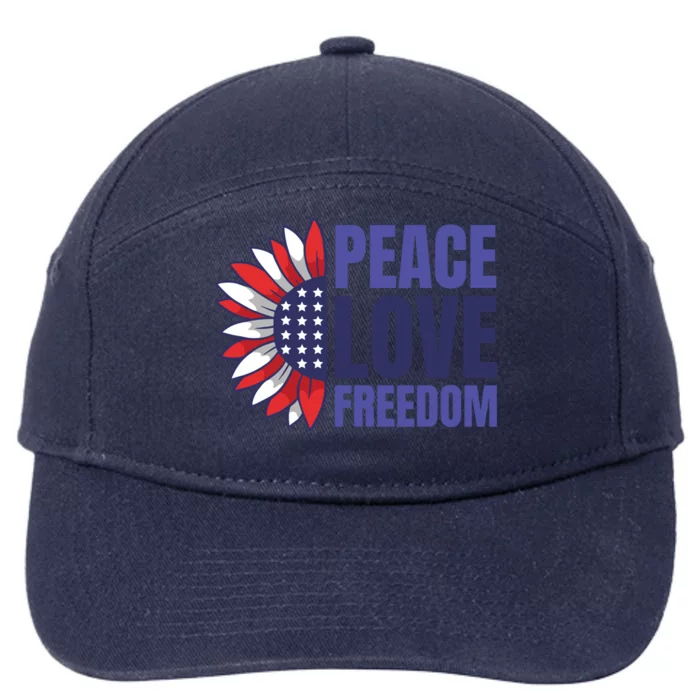 Peace Love Freedom 7-Panel Snapback Hat