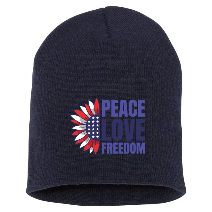 Peace Love Freedom Short Acrylic Beanie