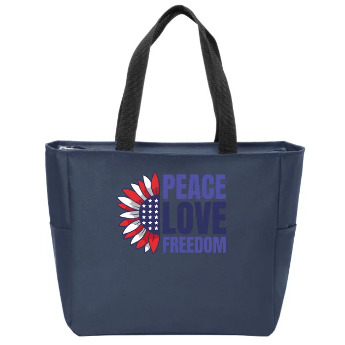 Peace Love Freedom Zip Tote Bag