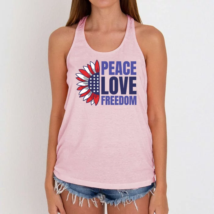 Peace Love Freedom Women's Knotted Racerback Tank