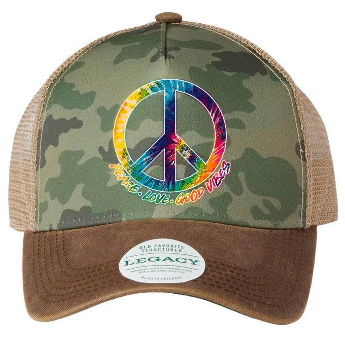 Peace Love Good Vibes Legacy Tie Dye Trucker Hat