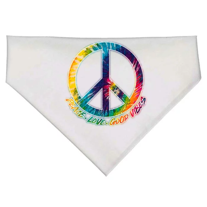 Peace Love Good Vibes USA-Made Doggie Bandana