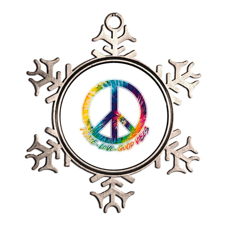 Peace Love Good Vibes Metallic Star Ornament