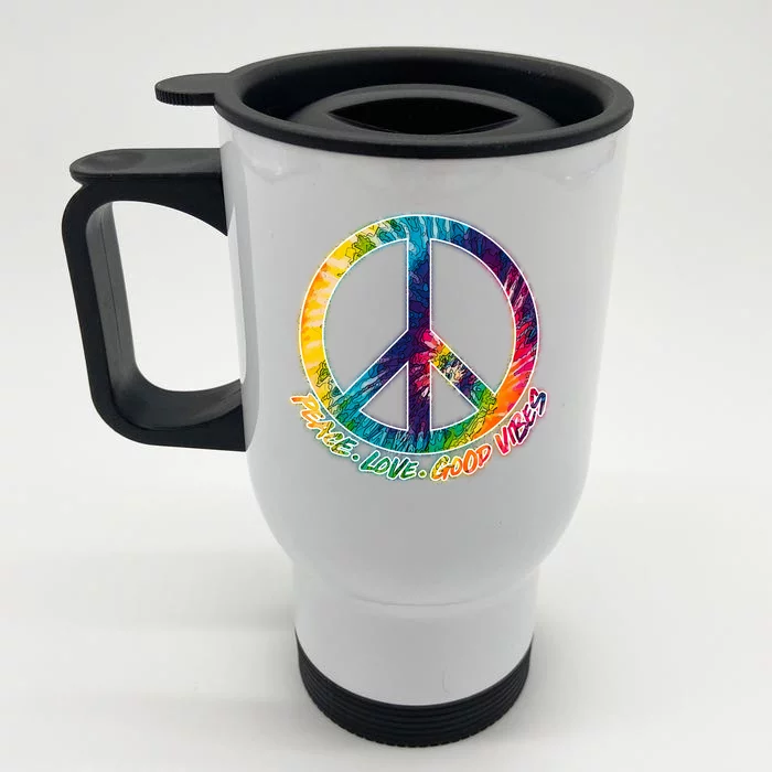 Peace Love Good Vibes Front & Back Stainless Steel Travel Mug